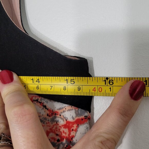 💕Chic by Jacob | Coral & Grays Floral Sleeveless Sheath Dress Notch Neck Lined - Picture 9 of 11